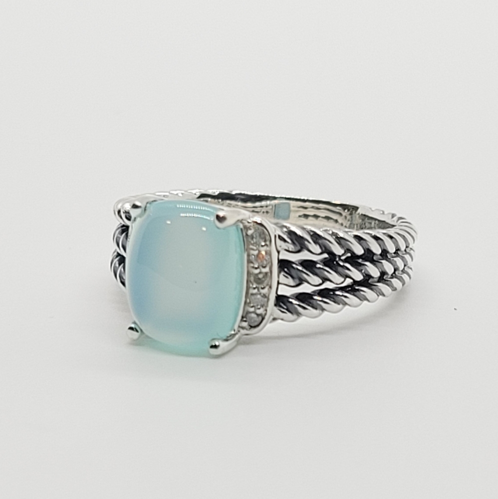 David Yurman Blue Chalcedony Petite Wheaton Ring 6